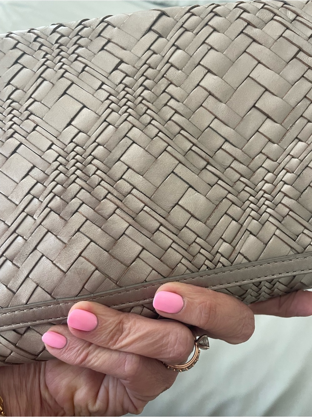 Cole Haan Silver izzie Woven Leather Clutch - Picture 7 of 9